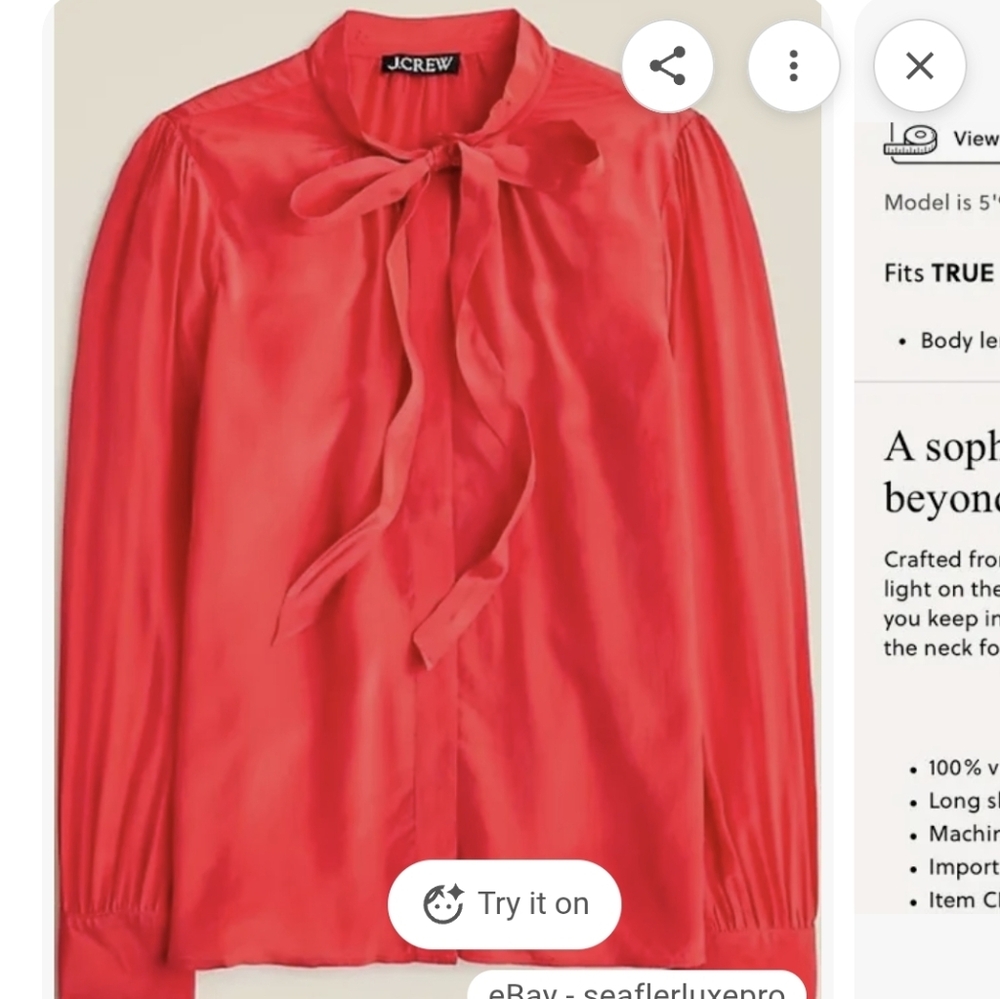 J. Crew Vibrant Red Tie-Neck Blouse NWT 0